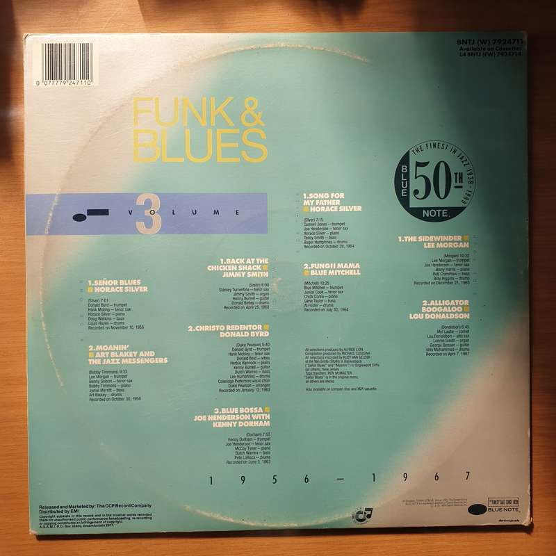Blue Note 50th Anniversary Collection Volume 3 1956-1967 Funk And Blues  Vinyl LP Record - Ver...