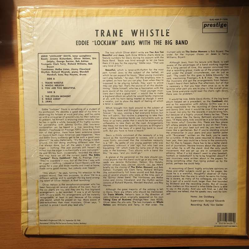 Eddie "Lockjaw" Davis Big Band  Trane Whistle  Vinyl LP Record - Very-Good+ Quality (VG+) (...