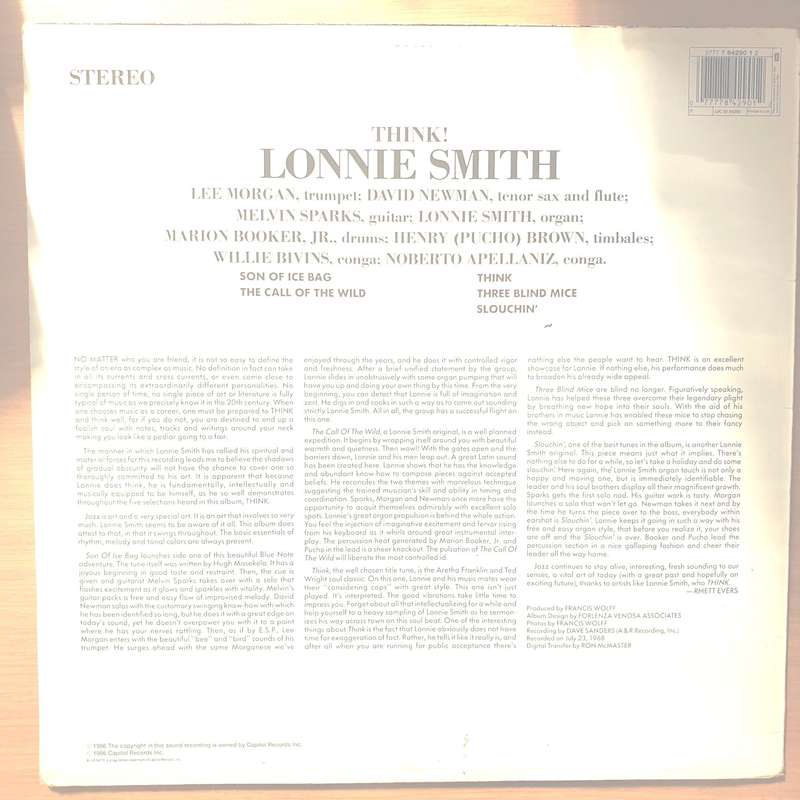 Lonnie Smith  Think!  Vinyl LP Record - Very-Good+ Quality (VG+) (verygoodplus)