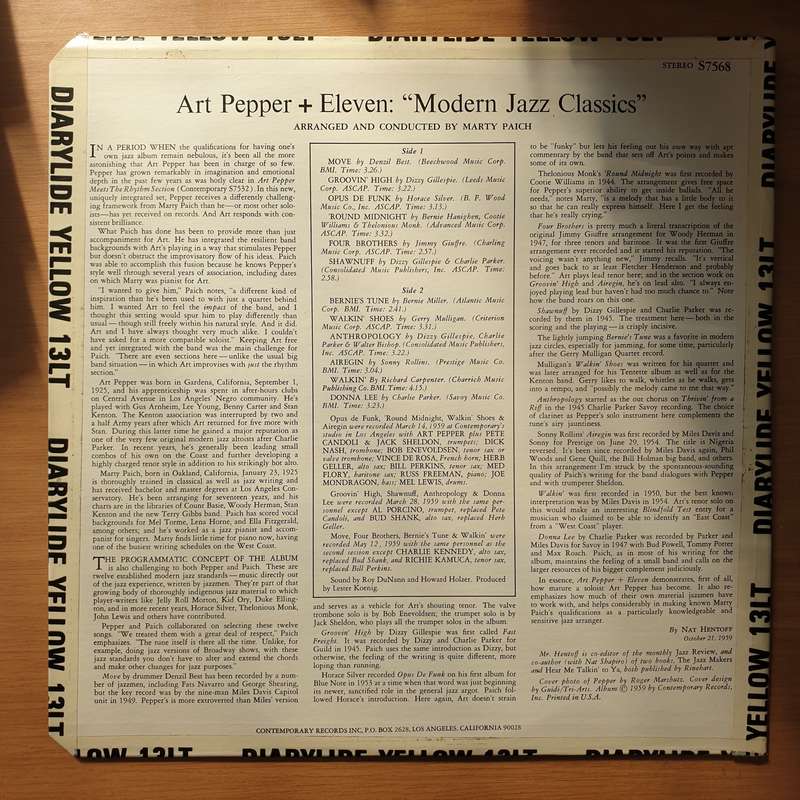 Art Pepper  Art Pepper + Eleven (Modern Jazz Classics)  Vinyl LP Record - Very-Good+ Qualit...
