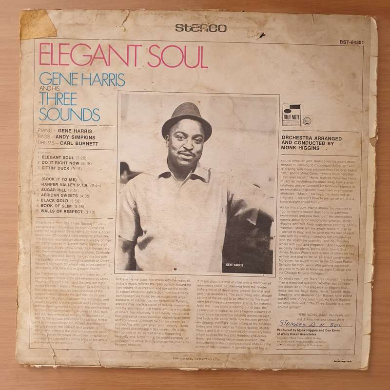 Gene Harris And His Three Sounds  Elegant Soul - Vinyl LP Record - Good Quality (G) (good)
