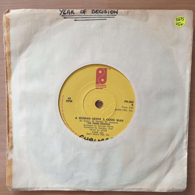 The Three Degrees - A Woman Needs A Good Man - Vinyl 7" Record - Very-Good+ Quality (VG+) (verygo...