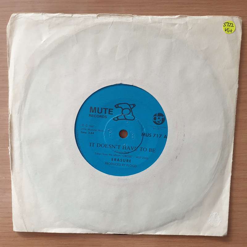 Erasure  It Doesn't Have To Be - Vinyl 7" Record - Very-Good+ Quality (VG+) (verygoodplus)