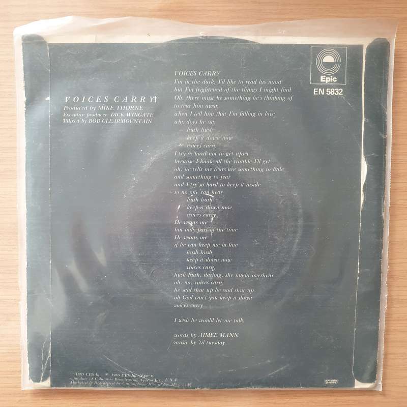 'Til Tuesday  Voices Carry - Vinyl 7" Record - Very-Good+ Quality (VG+) (verygoodplus)