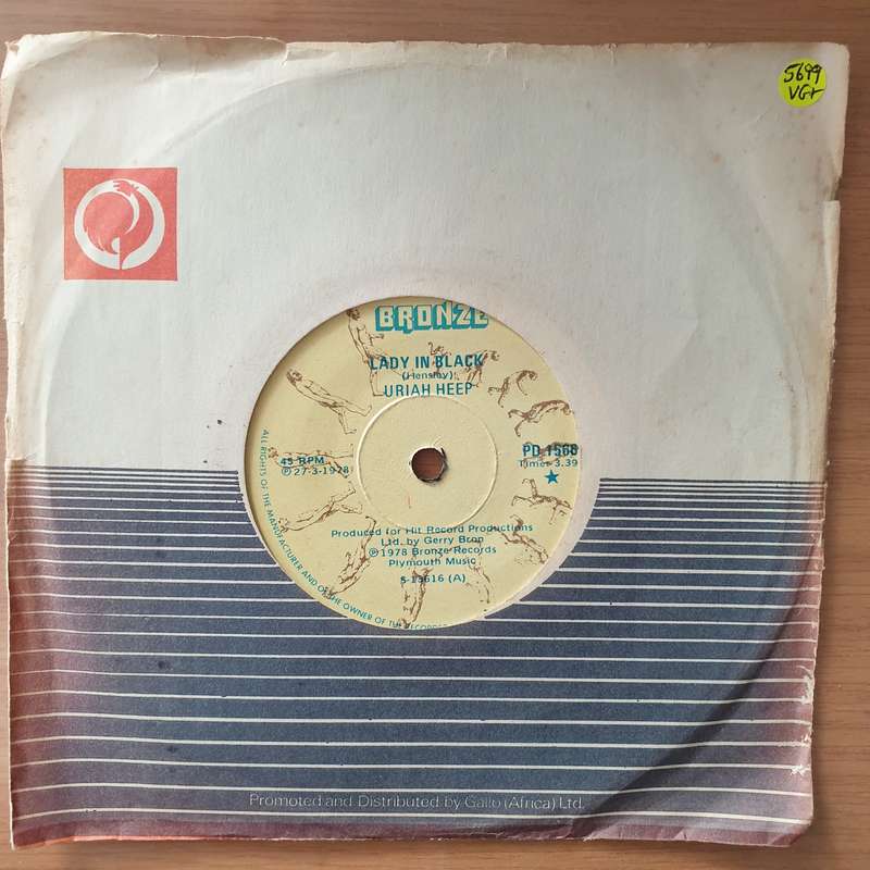 Uriah Heep  Lady In Black - Vinyl 7" Record - Very-Good+ Quality (VG+) (verygoodplus)