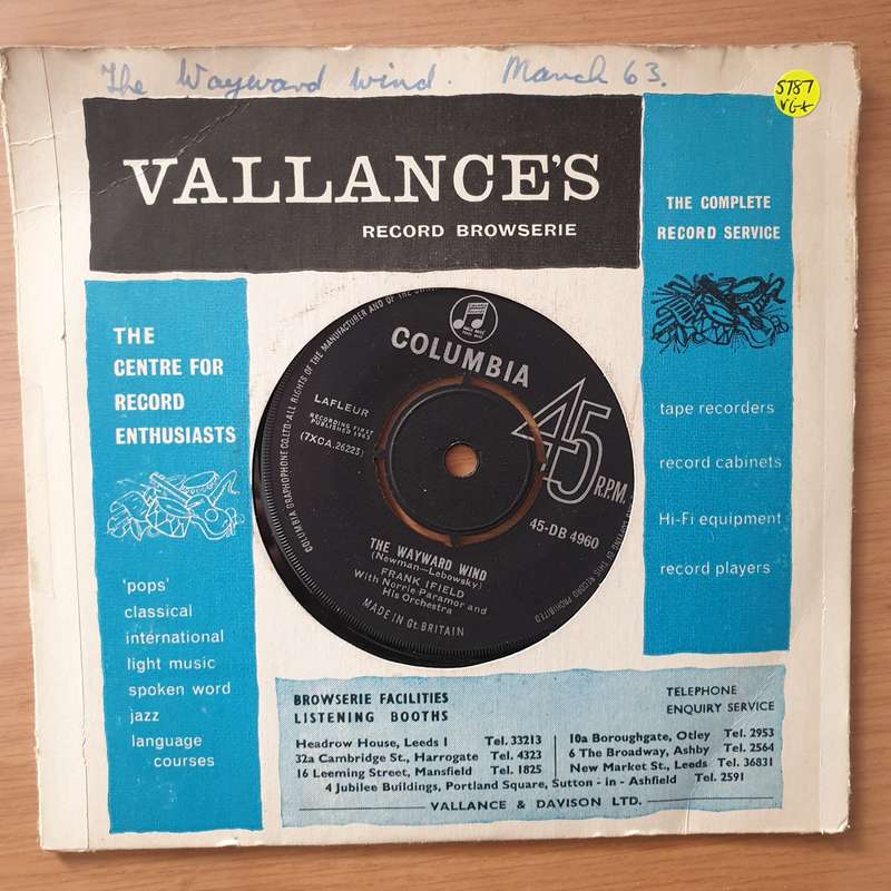 Frank Ifield With Norrie Paramor And His Orchestra  The Wayward Wind - Vinyl 7" Record - Very-...