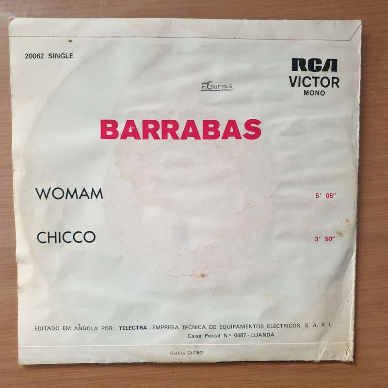 Barrabas  Woman / Chicco (Angola) - Vinyl 7" Record - Very-Good+ Quality (VG+) (verygoodplus)
