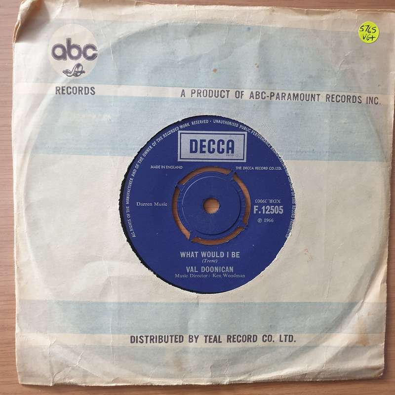 Val Doonican  What Would I Be - Vinyl 7" Record - Very-Good+ Quality (VG+) (verygoodplus)