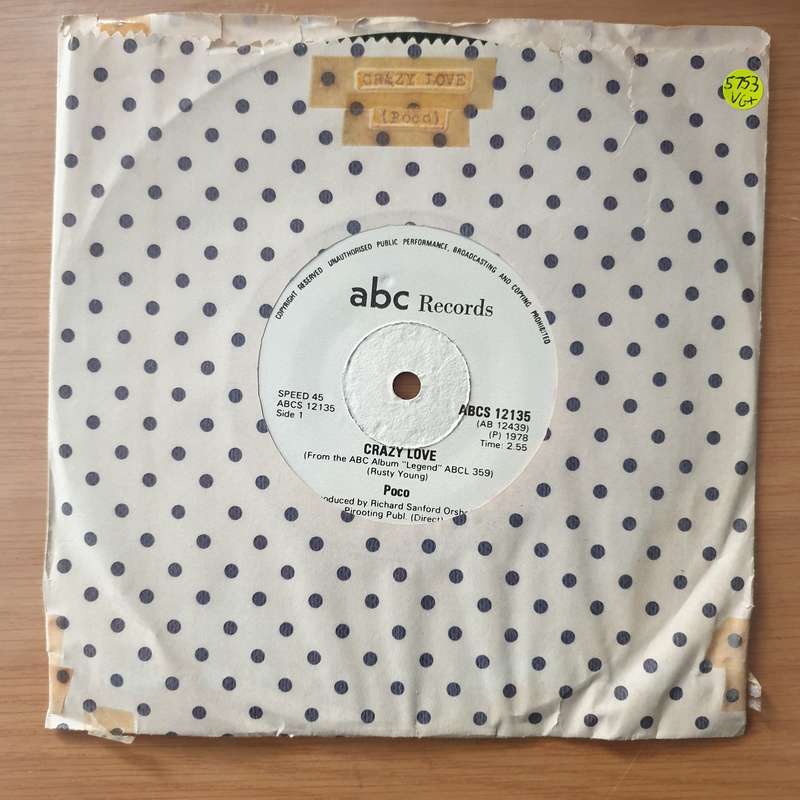 Poco  Crazy Love / Barbados (Rhodesia)  - Vinyl 7" Record - Very-Good+ Quality (VG+) (verygood...