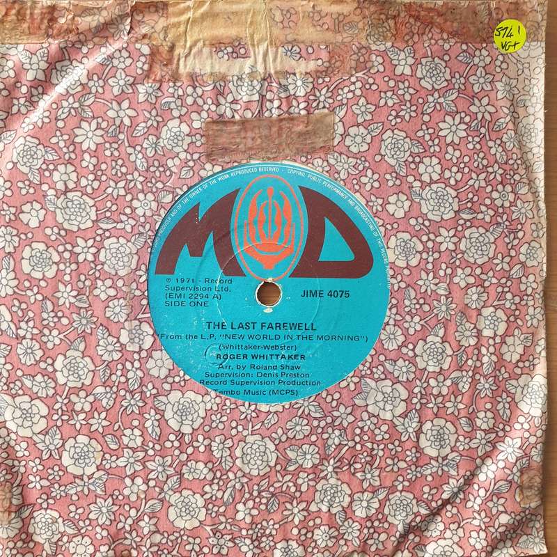 Roger Whittaker  The Last Farewell - Vinyl 7" Record - Very-Good+ Quality (VG+) (verygoodplus)