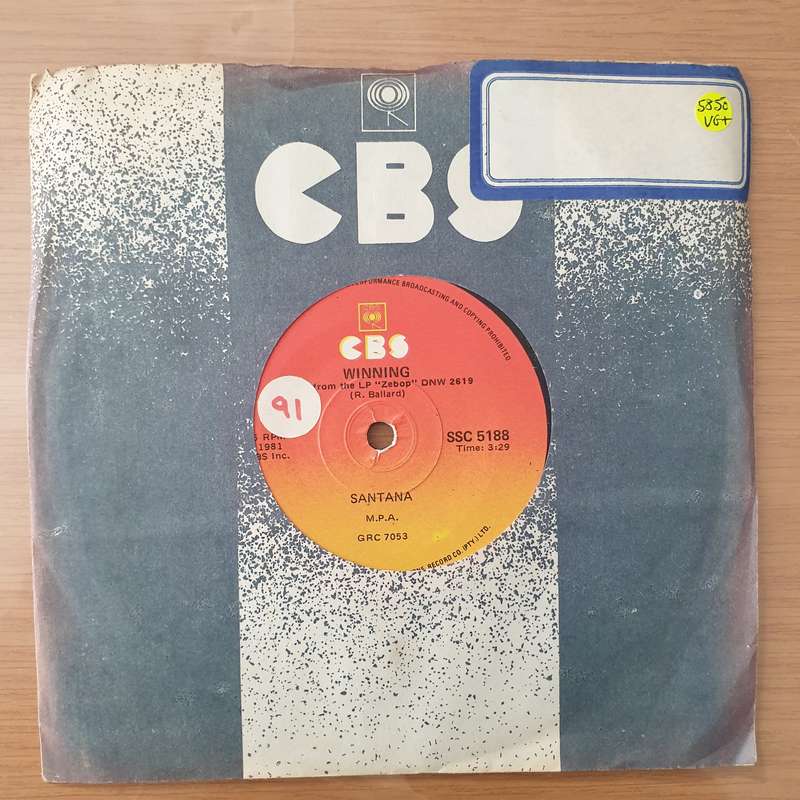 Santana  Winning - Vinyl 7" Record - Very-Good+ Quality (VG+)