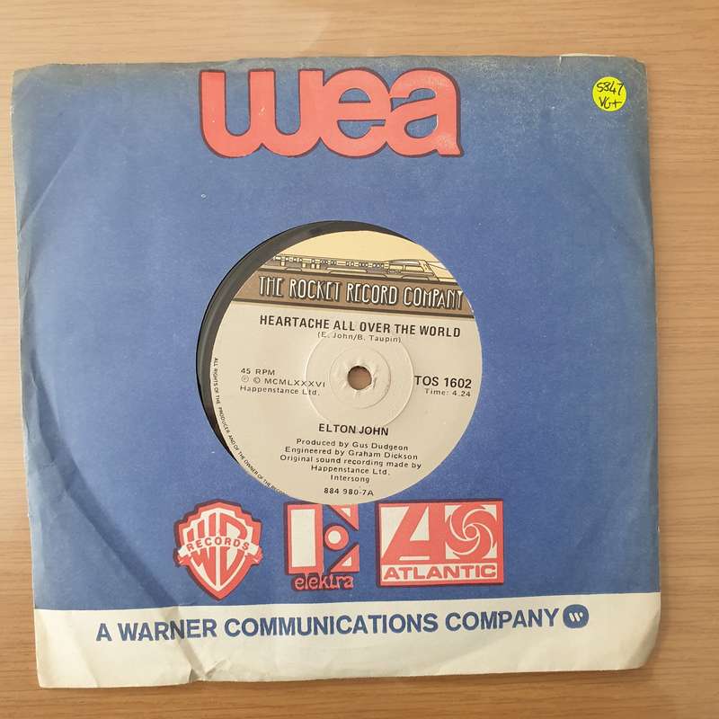 Elton John  Heartache All Over The World - Vinyl 7" Record - Very-Good+ Quality (VG+)