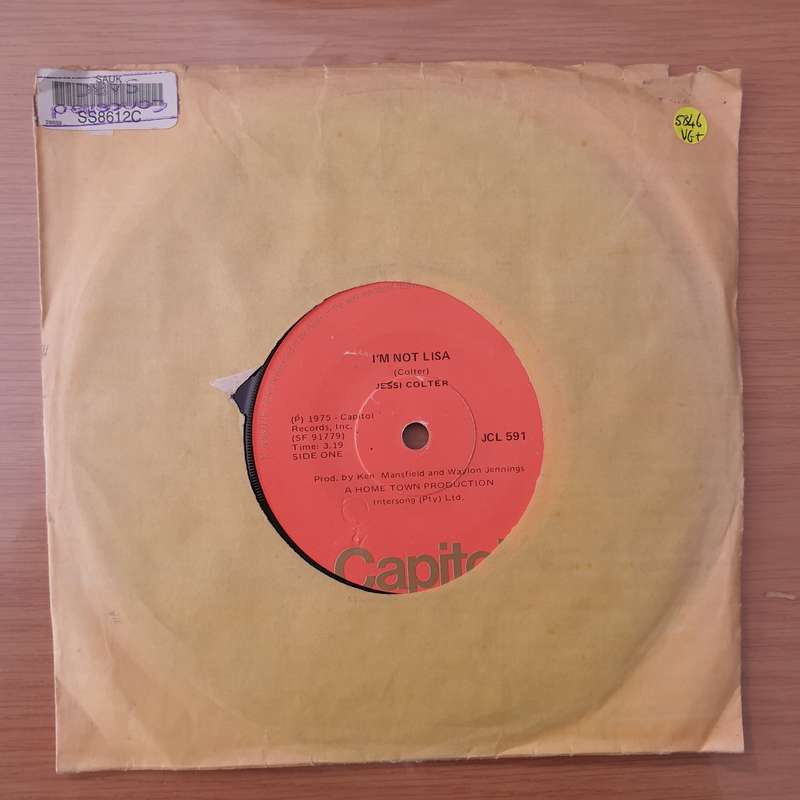 Jessi Colter  I'm Not Lisa - Vinyl 7" Record - Very-Good+ Quality (VG+)
