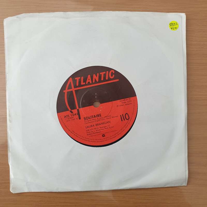 Laura Branigan  Solitaire / I'm Not The Only One - Vinyl 7" Record - Very-Good+ Quality (VG+) ...