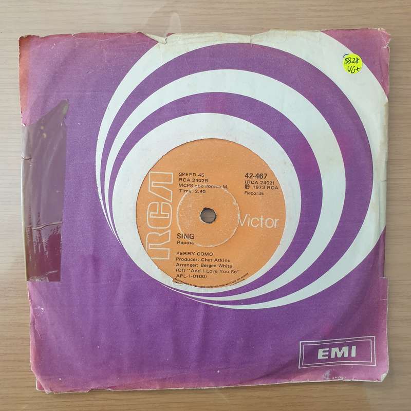 Perry Como - Sing/For The Good Times - Vinyl 7" Record - Very-Good+ Quality (VG+) (verygoodplus)