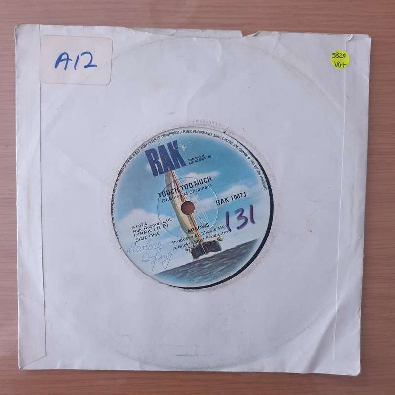 Arrows  Touch Too Much - Vinyl 7" Record - Very-Good+ Quality (VG+) (verygoodplus)