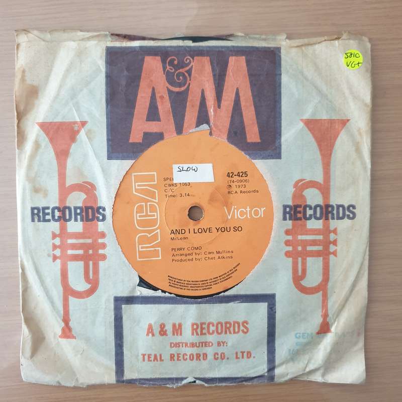 Perry Como  And I Love You So - Vinyl 7" Record - Very-Good+ Quality (VG+) (verygoodplus)