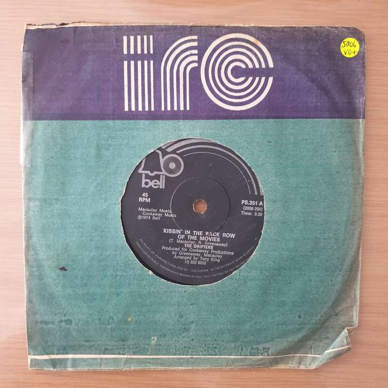 The Drifters  Kissin' In The Back Row Of The Movies - Vinyl 7" Record - Very-Good+ Quality (VG...