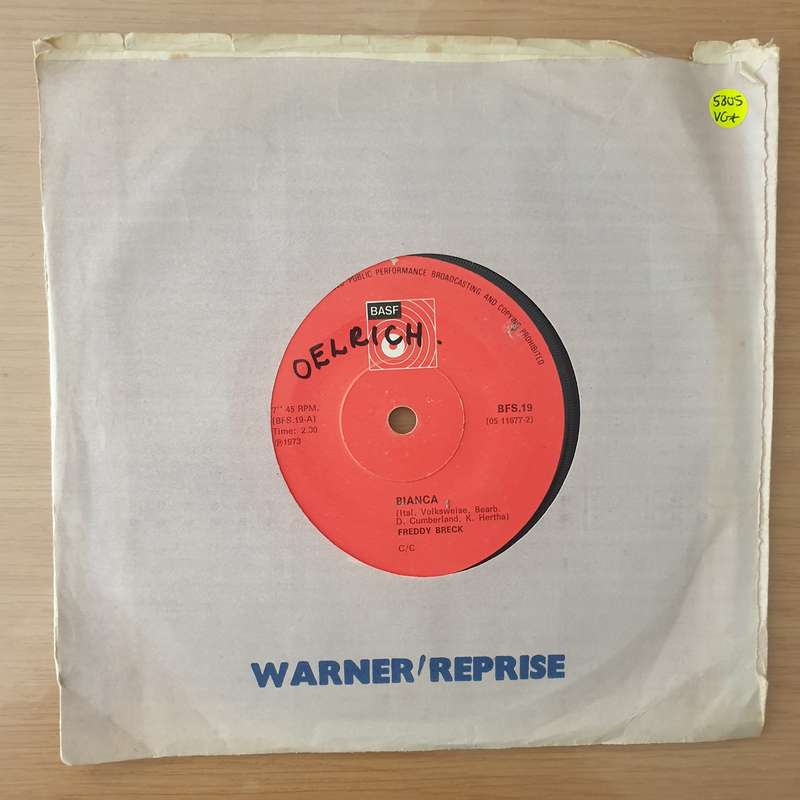 Freddy Breck  Bianca - Vinyl 7" Record - Very-Good+ Quality (VG+) (verygoodplus)