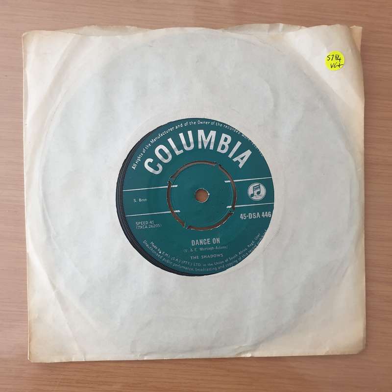 The Shadows  Dance On - Vinyl 7" Record - Very-Good+ Quality (VG+) (verygoodplus)