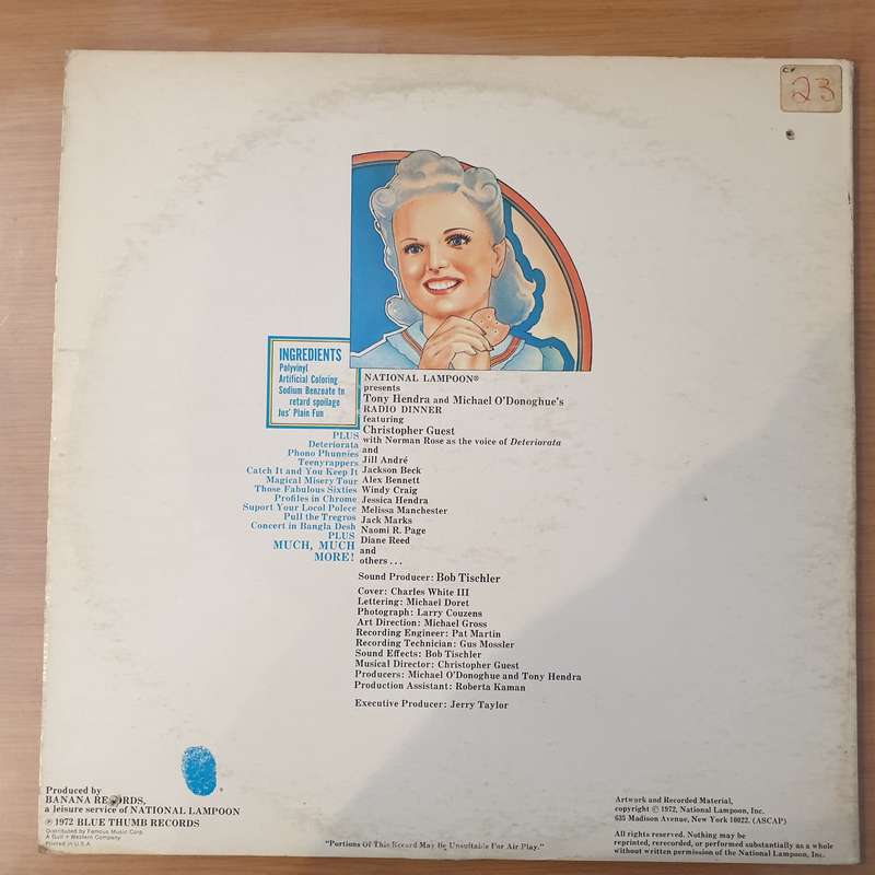 National Lampoon  Radio Dinner - Vinyl LP Record - Very-Good+ Quality (VG+) (verygoodplus)