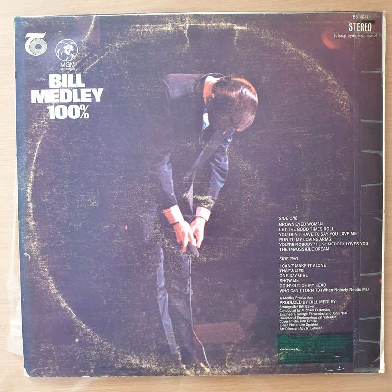 Bill Medley  100% - Vinyl LP Record - Very-Good+ Quality (VG+)