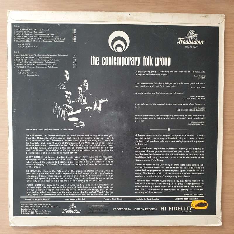 Contemporary Folk Group  Contemporary Folk Group - Vinyl LP Record - Very-Good+ Quality (VG+)