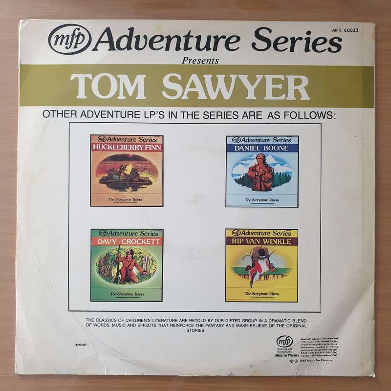 Tom Sawyer - MFP Adventure Series  Vinyl LP Record - Very-Good+ Quality (VG+)