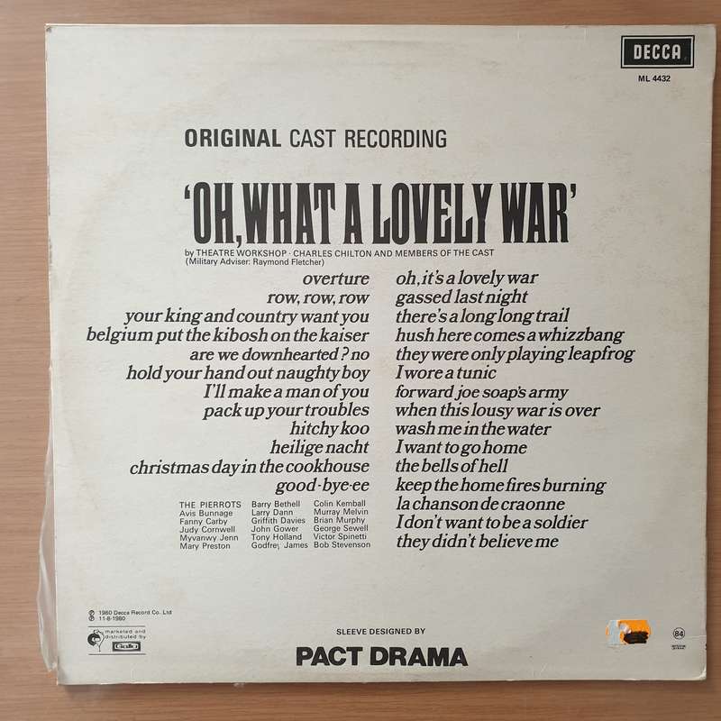 Oh What A Lovely War (Pact Drama)  Vinyl LP Record - Very-Good+ Quality (VG+)