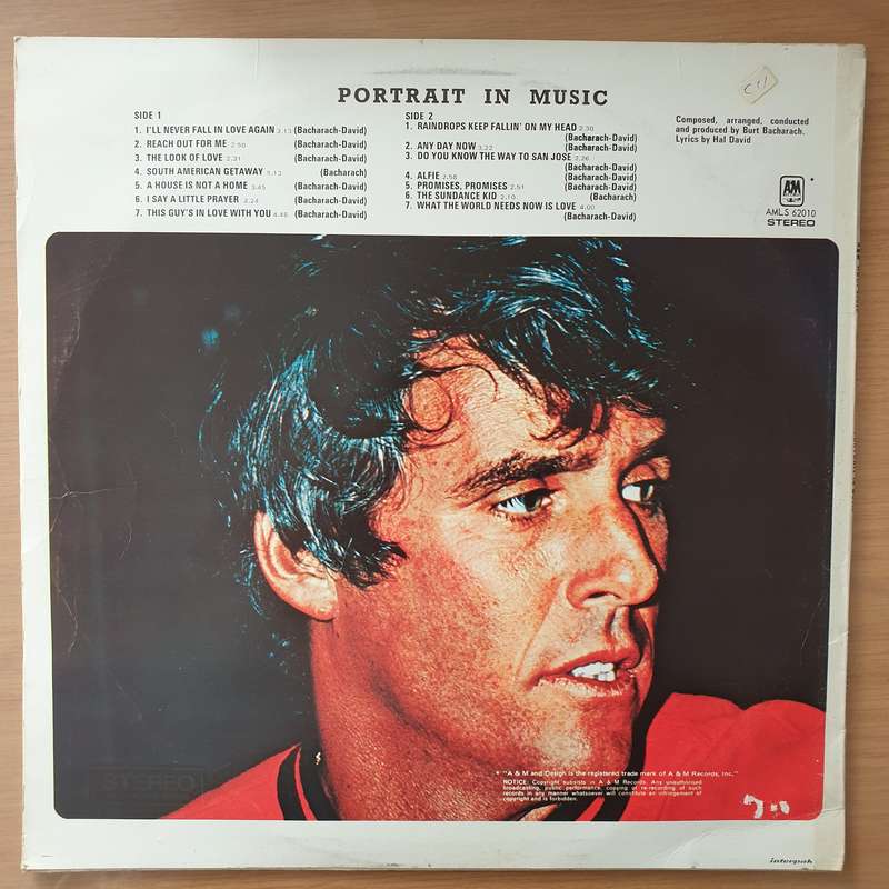 Burt Bacharach  Portrait In Music  Vinyl LP Record - Very-Good+ Quality (VG+)