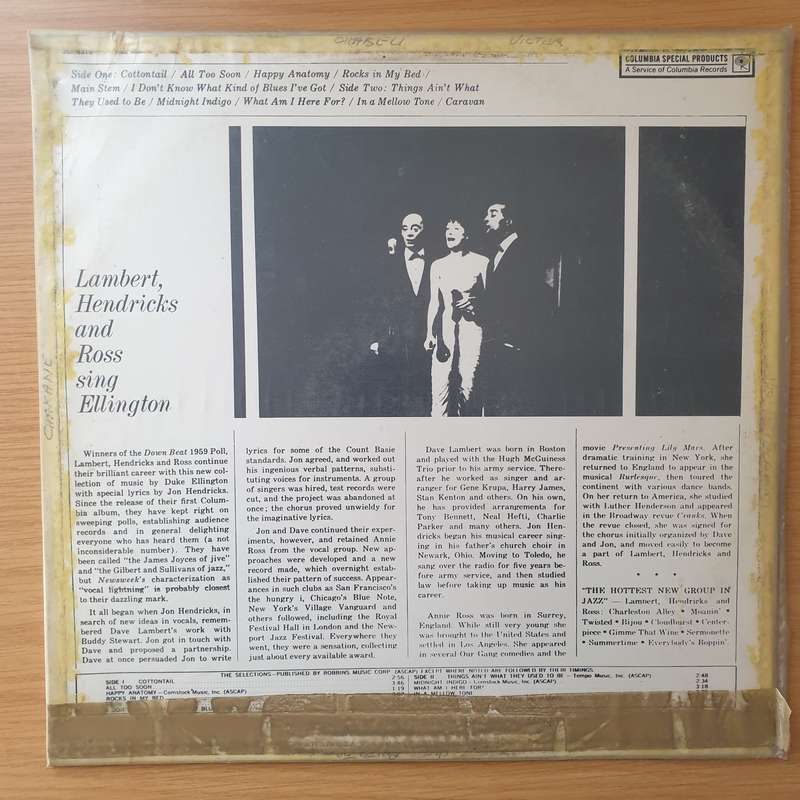 Lambert, Hendricks & Ross With The Ike Isaacs Trio  Sing Ellington  Vinyl LP Record - Ve...