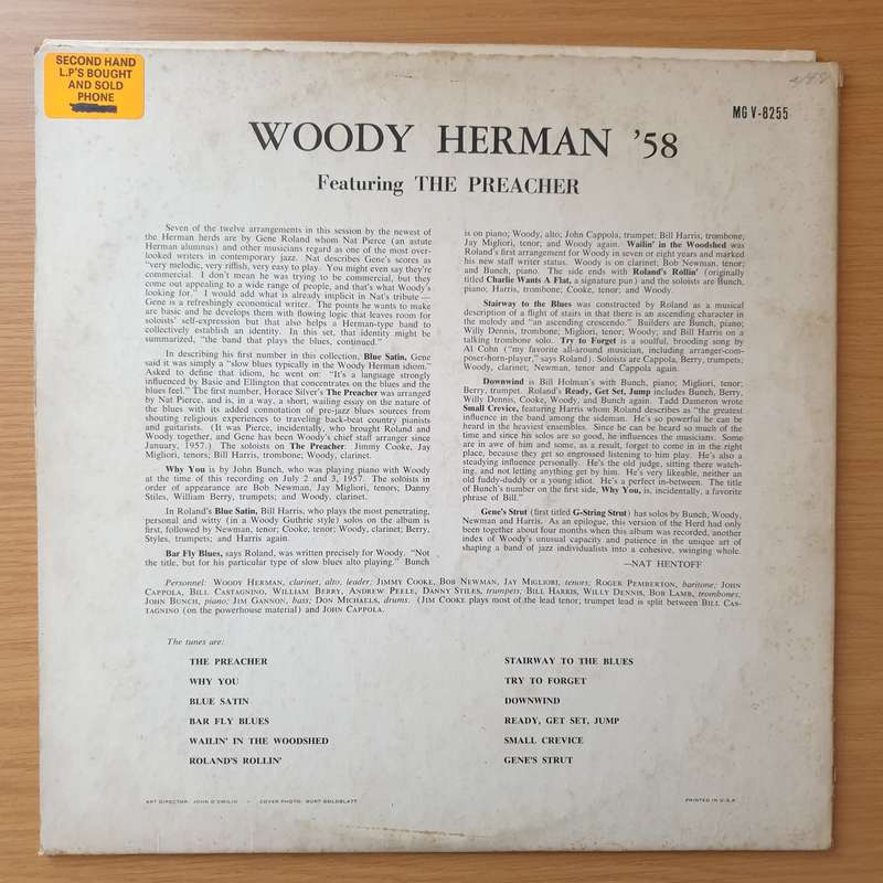 Woody Herman And His Orchestra  '58 Featuring The Preacher  Vinyl LP Record - Very-Good+...