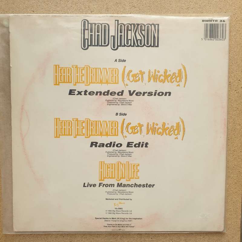 Chad Jackson  Hear The Drummer (Get Wicked) (The Raggnatious Remix)  Vinyl LP Record - V...