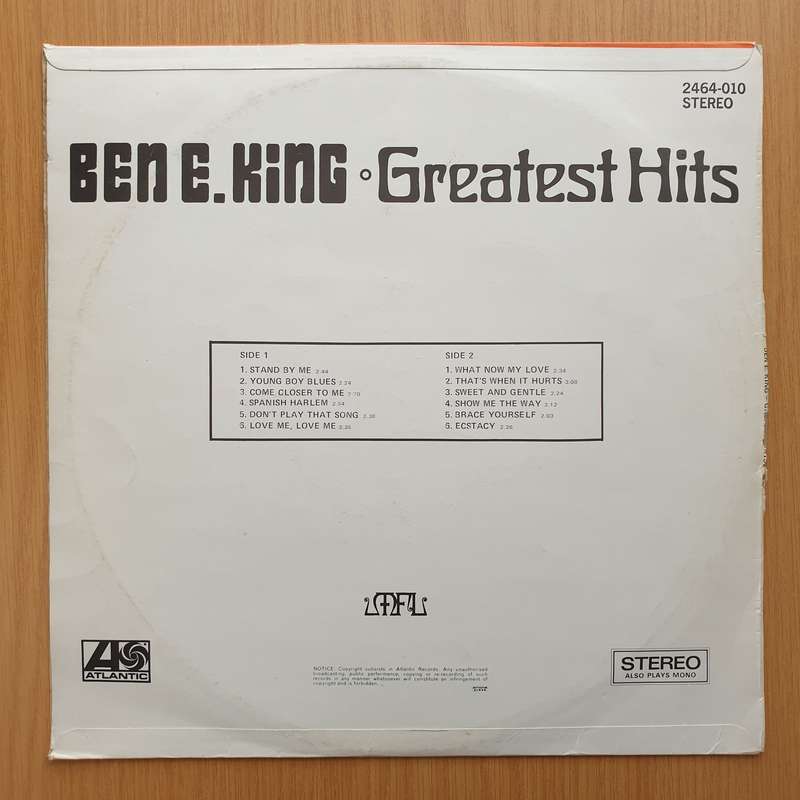 Ben E. King  Greatest Hits - Vinyl LP Record - Very-Good+ Quality (VG+)