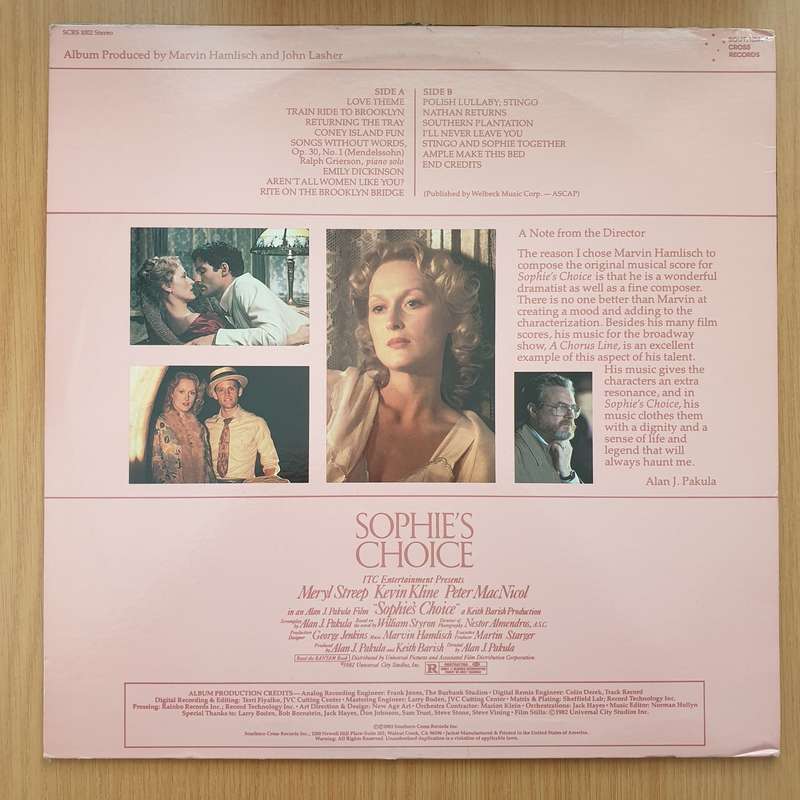 Sophie's Choice (Original Motion Picture Soundtrack)  Marvin Hamlisch  Vinyl LP Record -...