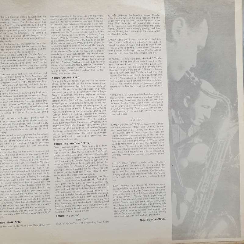 Stan Getz / Charlie Byrd  Jazz Samba - Vinyl LP Record - Very-Good- Quality (VG-)