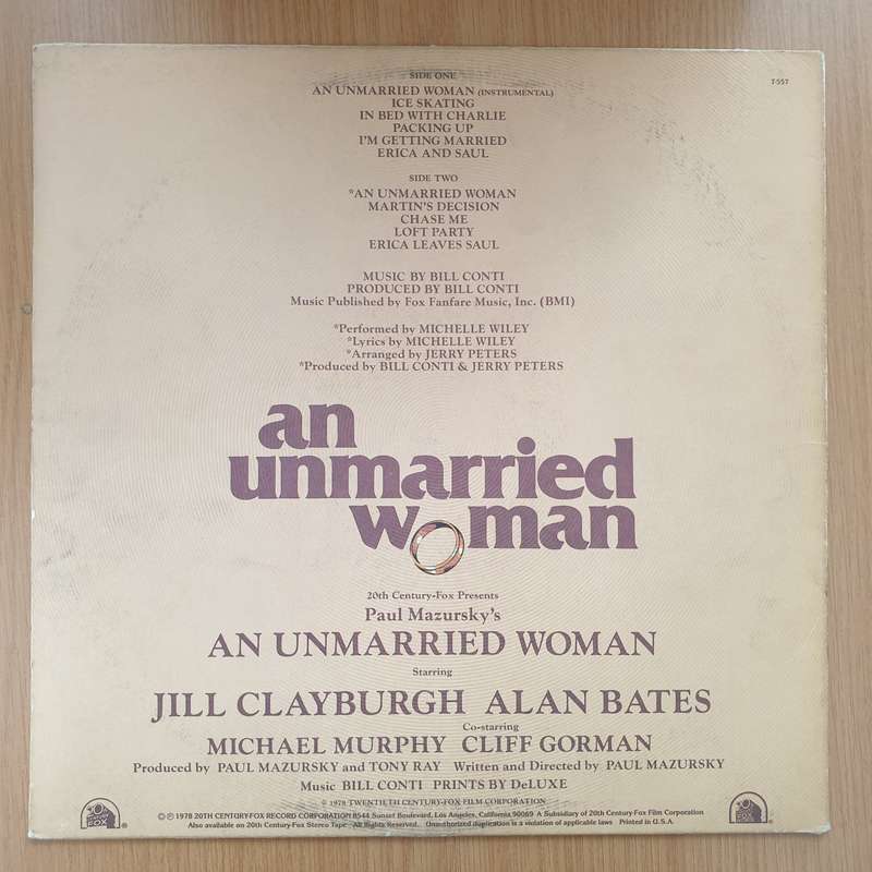 "An Unmarried Woman" - Bill Conti   Vinyl LP Record (VG+)
