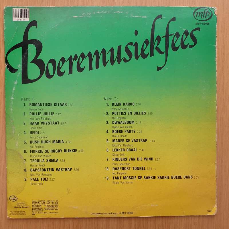 Boeremusiekfees - Vinyl LP Record - Very-Good- Quality (VG-)