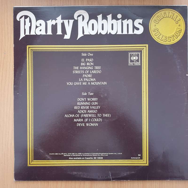 Marty Robbins - Original Collection  Vinyl LP Record - Very-Good+ Quality (VG+)