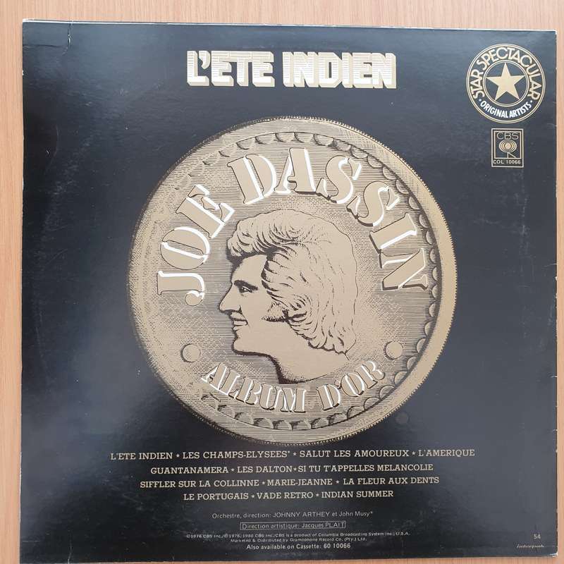 Joe Dassin  L'Ete Indien - Album D'Or - Indian Summer -  Vinyl LP Record - Very-Good+ Quali...