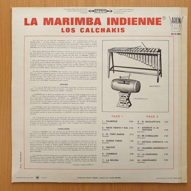Los Calchakis  La Marimba Indienne -  Vinyl LP Record - Very-Good+ Quality (VG+)