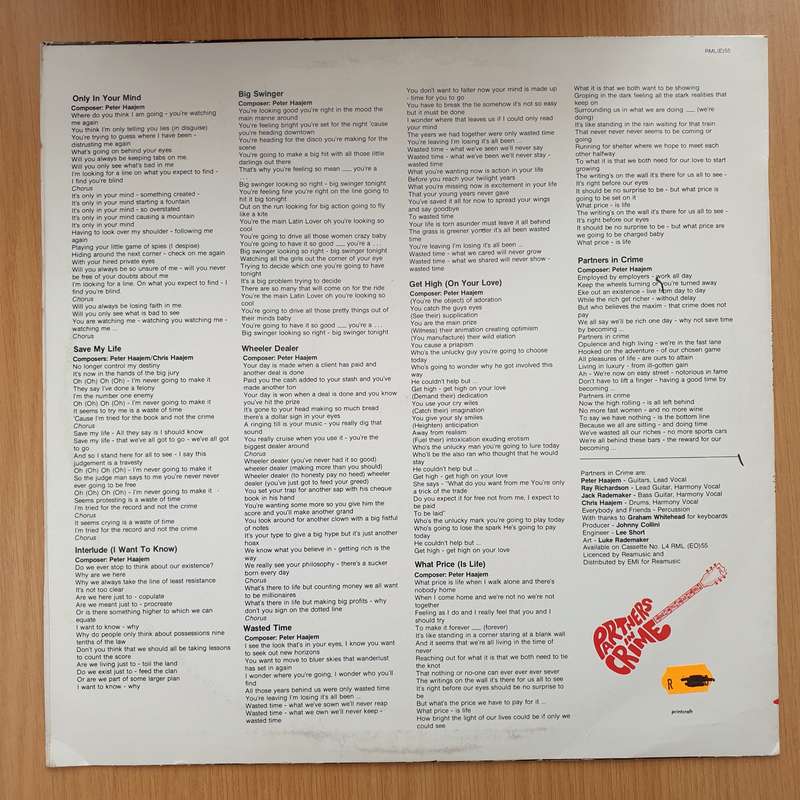 Partners In Crime  Pic 1  Vinyl LP Record - Very-Good+ Quality (VG+) (verygoodplus)