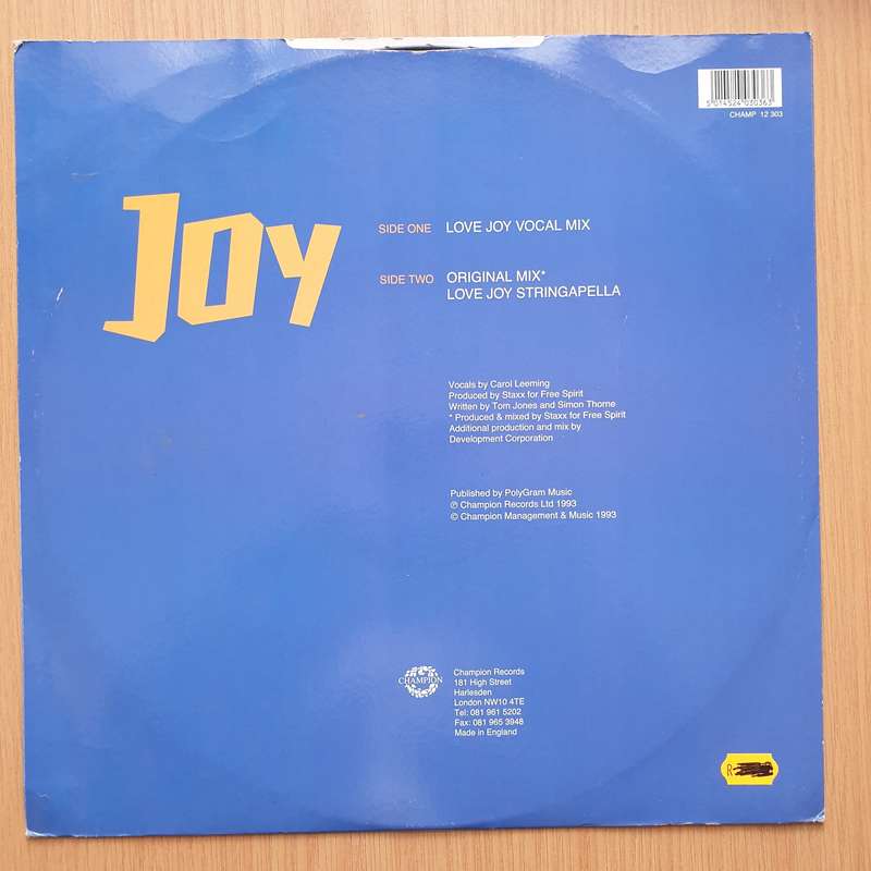 Staxx  Joy  Vinyl LP Record - Very-Good+ Quality (VG+) (verygoodplus)