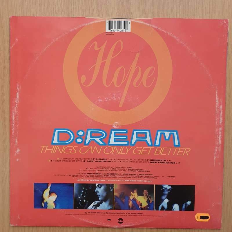 D:Ream  Things Can Only Get Better  Vinyl LP Record - Very-Good+ Quality (VG+) (verygoodplus)