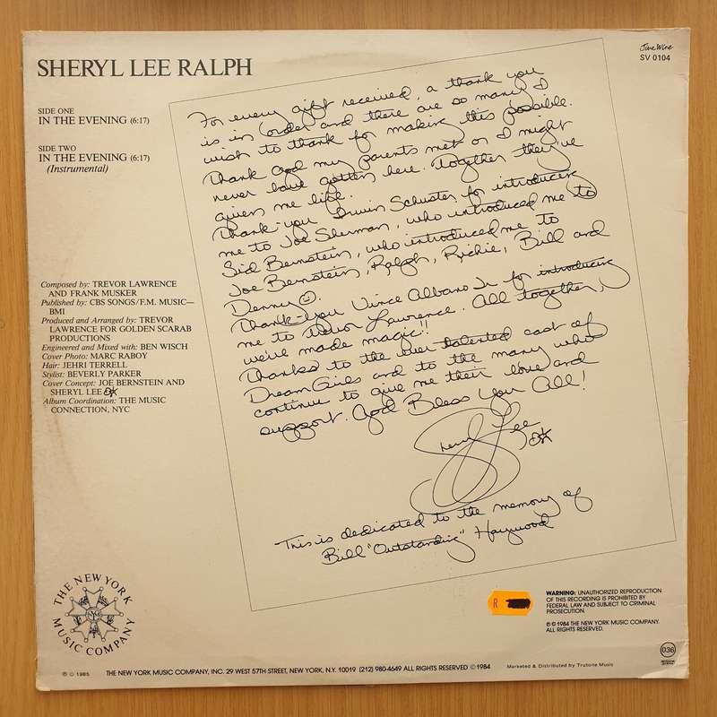 Sheryl Lee Ralph  In The Evening (Special Extended Dance Mix) - Vinyl LP Record - Very-Good+ Q...