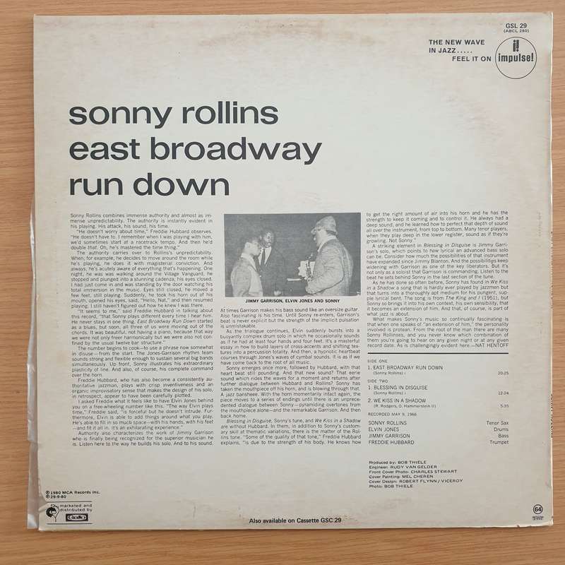 Sonny Rollins  East Broadway Run Down  Vinyl LP Record - Very-Good+ Quality (VG+)