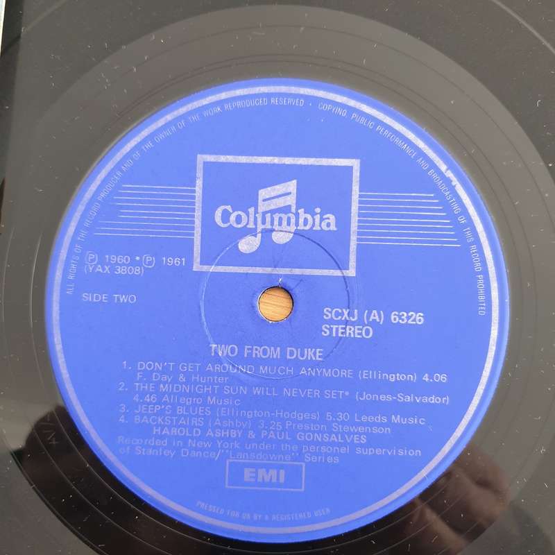 Harold Ashby & Paul Gonsalves  Two From Duke  Vinyl LP Record - Very-Good+ Quality (VG+)