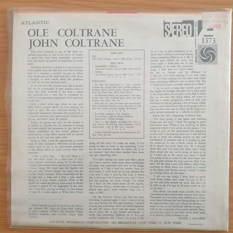 John Coltrane  Olé Coltrane - Vinyl LP Record - Very-Good+ Quality (VG+)