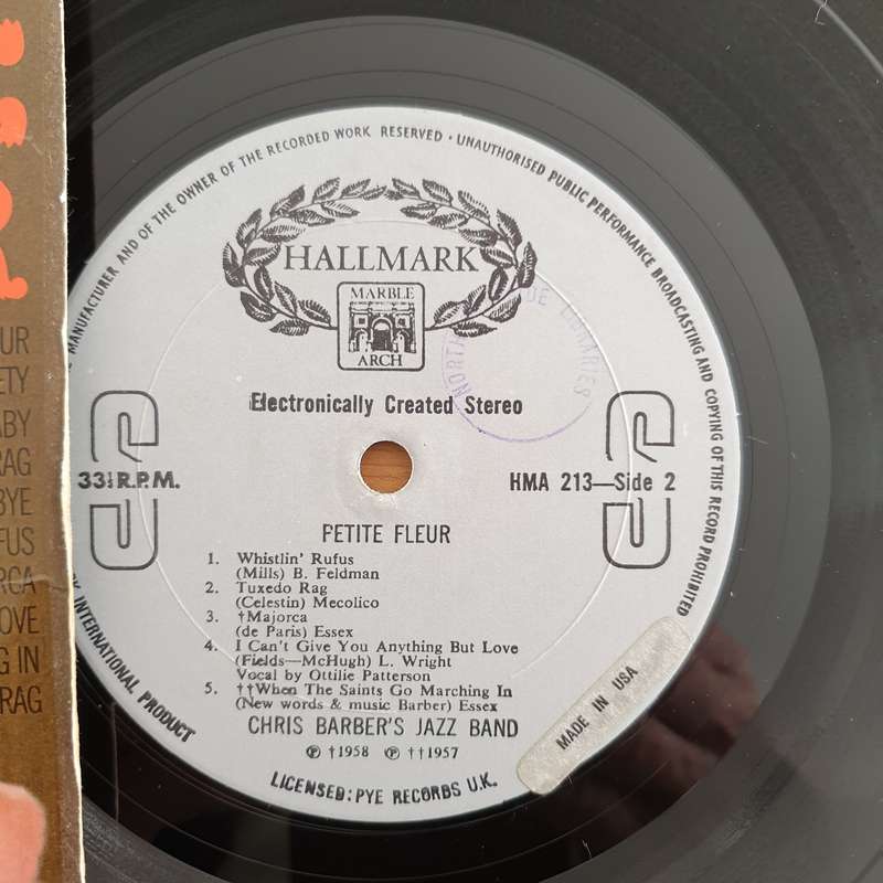 Chris Barber & His Jazz Band  Petite Fleur  - Vinyl LP Record - Very-Good+ Quality (VG+)