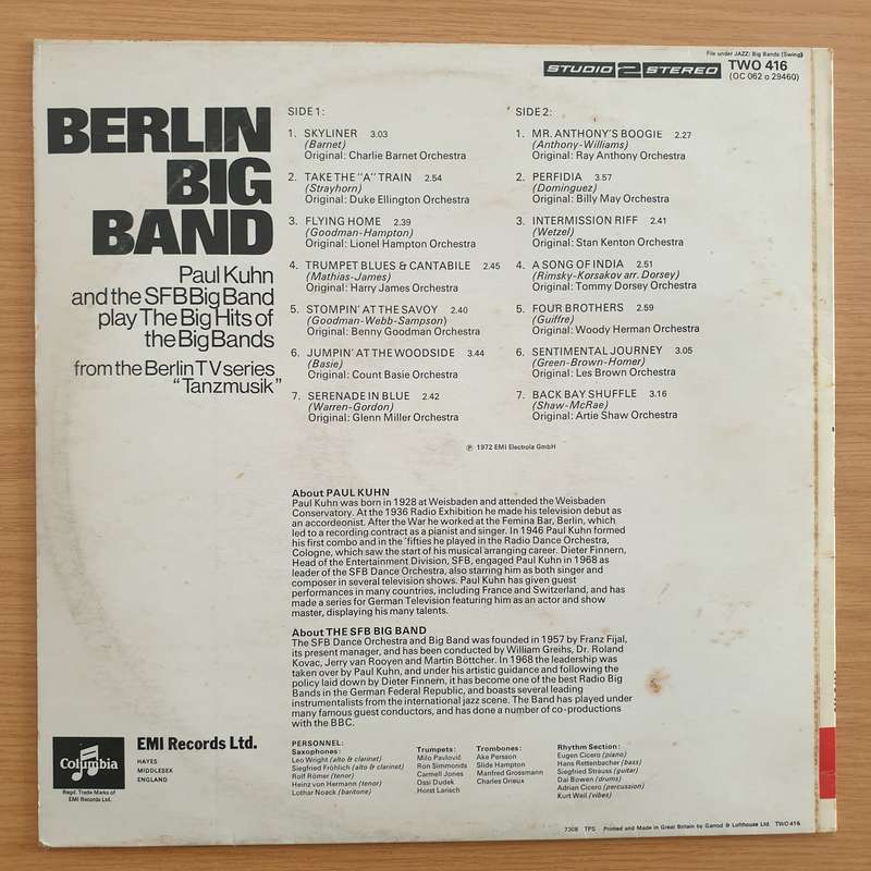 Paul Kuhn And The SFB Big Band  Berlin Big Band - Vinyl LP Record - Very-Good- Quality (VG-)